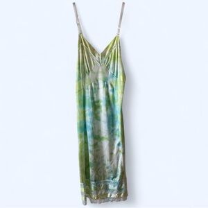 Green and Blue Tie-Dye Slip Dress